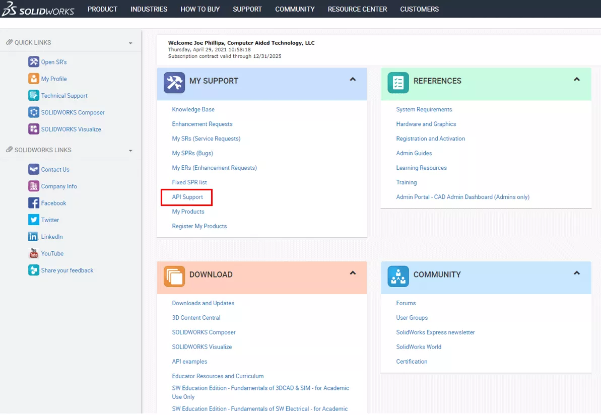 SOLIDWORKS API Support