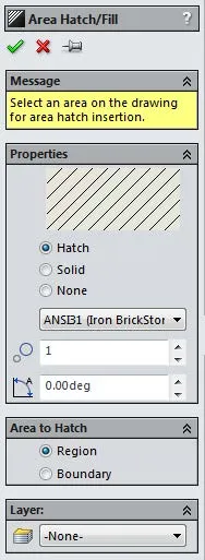 SOLIDWORKS Area Hatch/Fill 