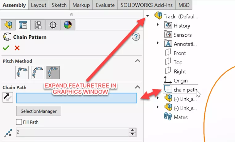 Expand SOLIDWORKS FeatureManager Design Tree in Graphics Window