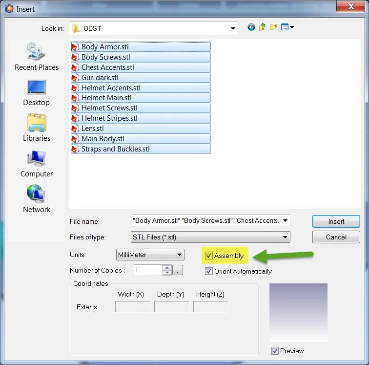 SOLIDWORKS Assembly Files Using Objet Studio