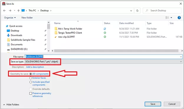 Save Assembly as Part Method for Saving a SOLIDWORKS Assembly as an STL File 