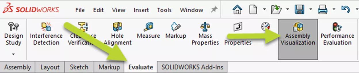 SOLIDWORKS Assembly Visualization Tool Location 