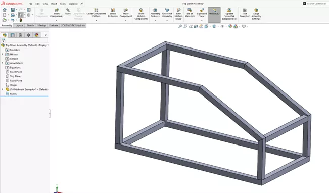 New SOLIDWORKS Assembly Model with a Weldment Component