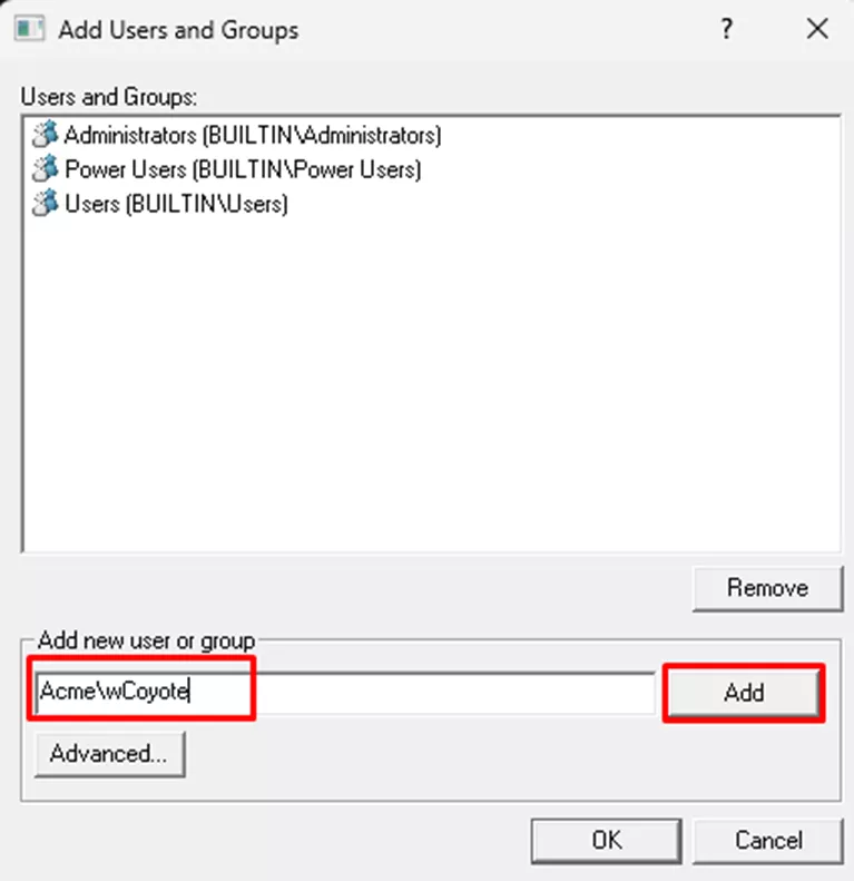 SOLIDWORKS PDM Attach Access Add Users and Groups Dialog