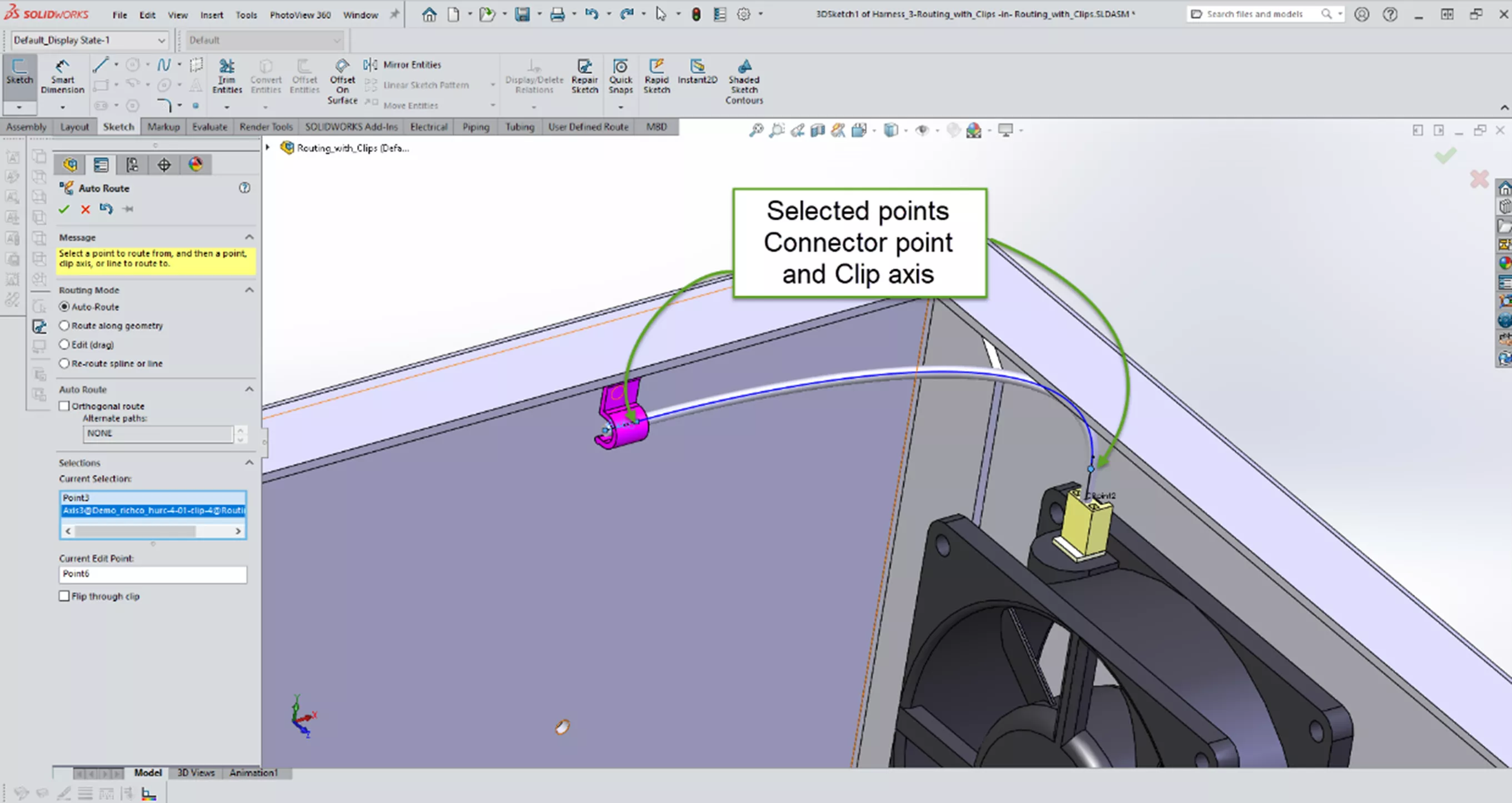 SOLIDWORKS Auto Route for Electrical Routing