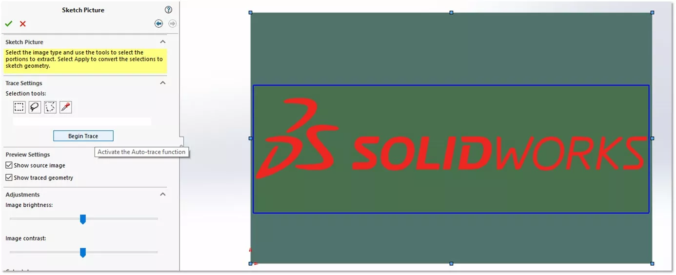 SOLIDWORKS Rectangle Selection Tool