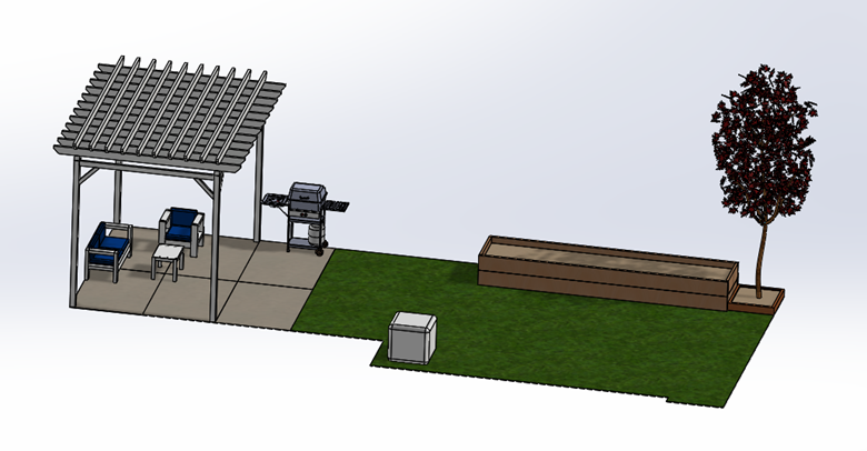 Backyard Design Modeled in SOLIDWORKS 3D CAD 
