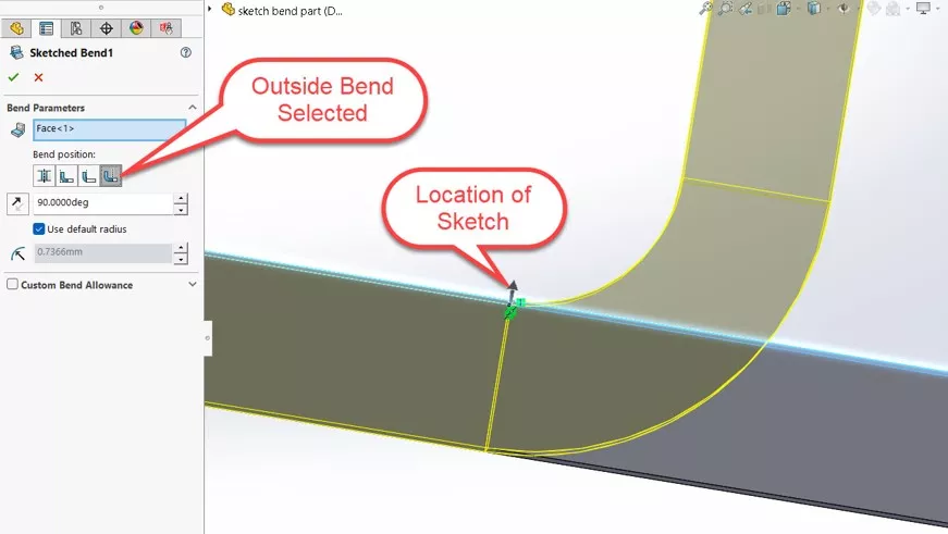 SOLIDWORKS Bend Position Control Length