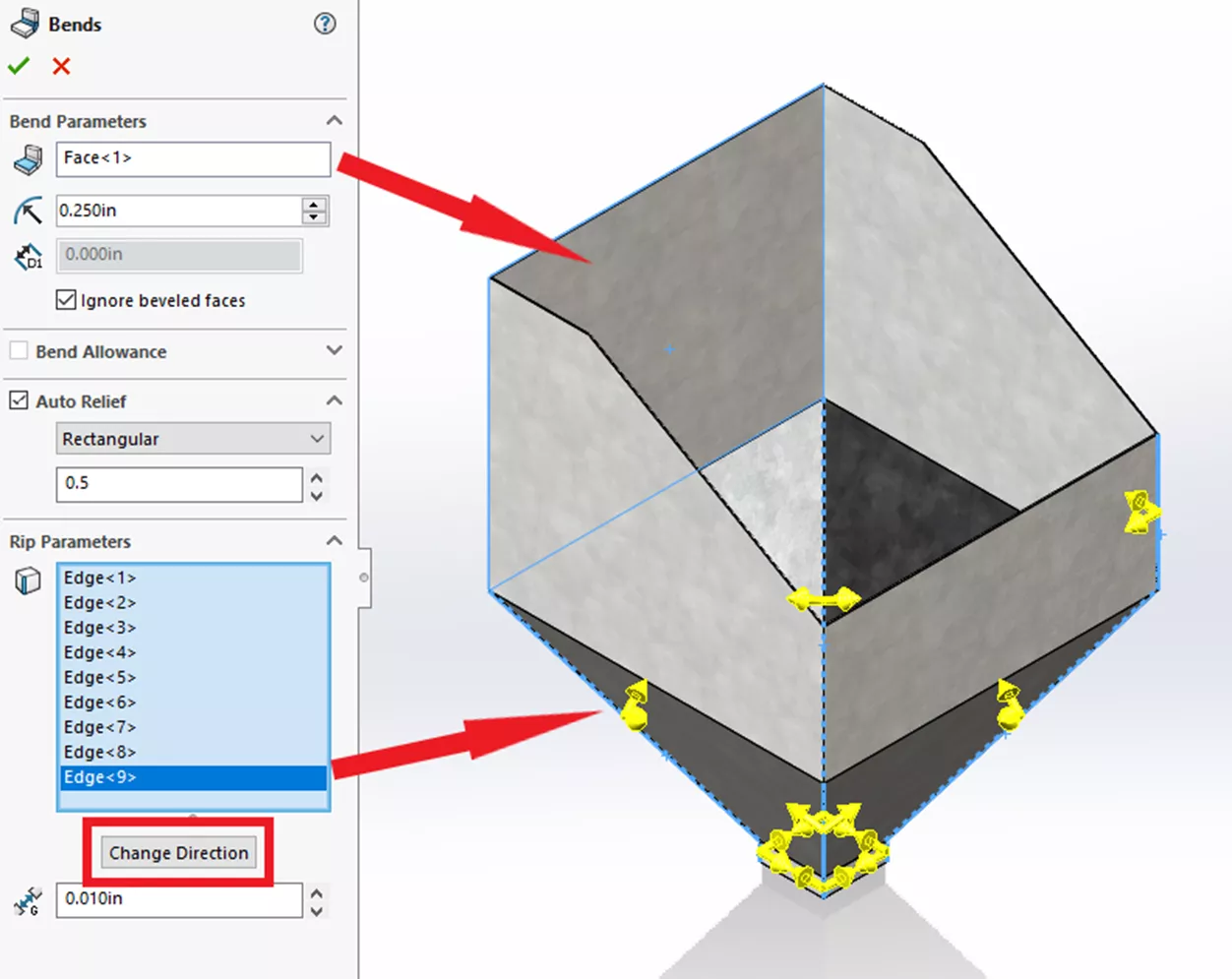 Change the Direction of Bends in SOLIDWORKS