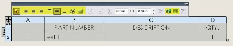 SOLIDWORKS BOM Text Dialog Box 