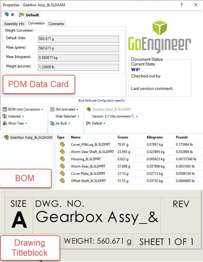 SOLIDWORKS BOM Title Block Data Card Examples