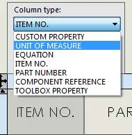 SOLIDWORKS BOM Unit of Measure