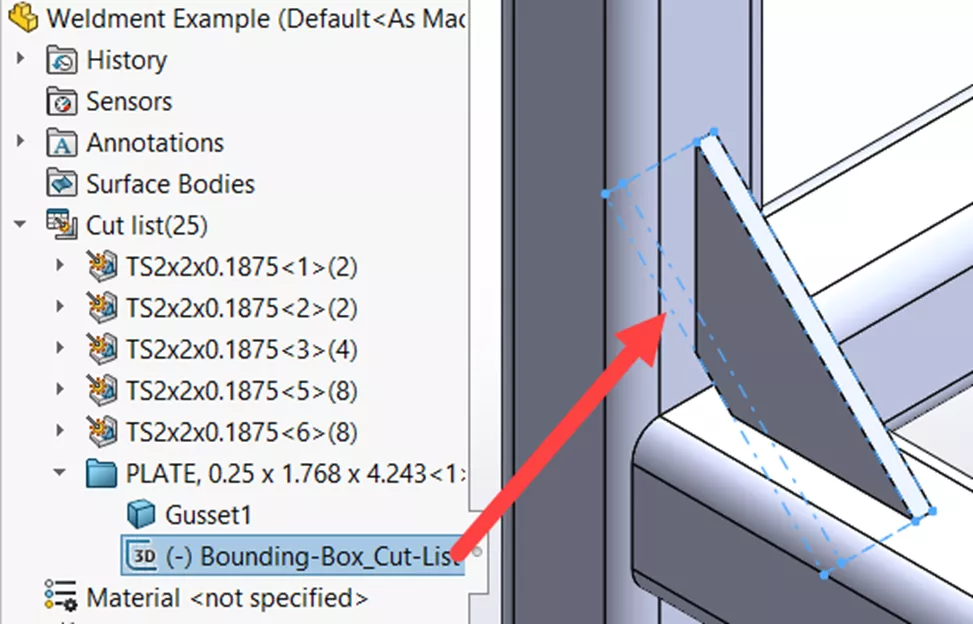 SOLIDWORKS Bounding Box Cut List