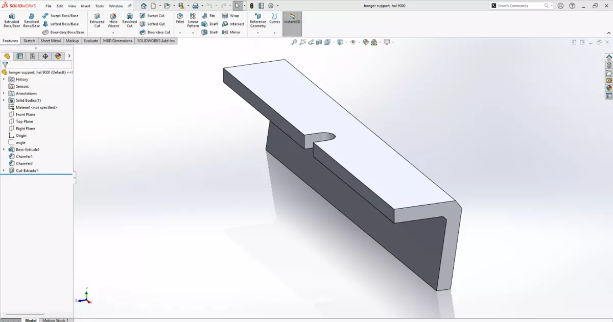 Hanger Model Designed in SOLIDWORKS