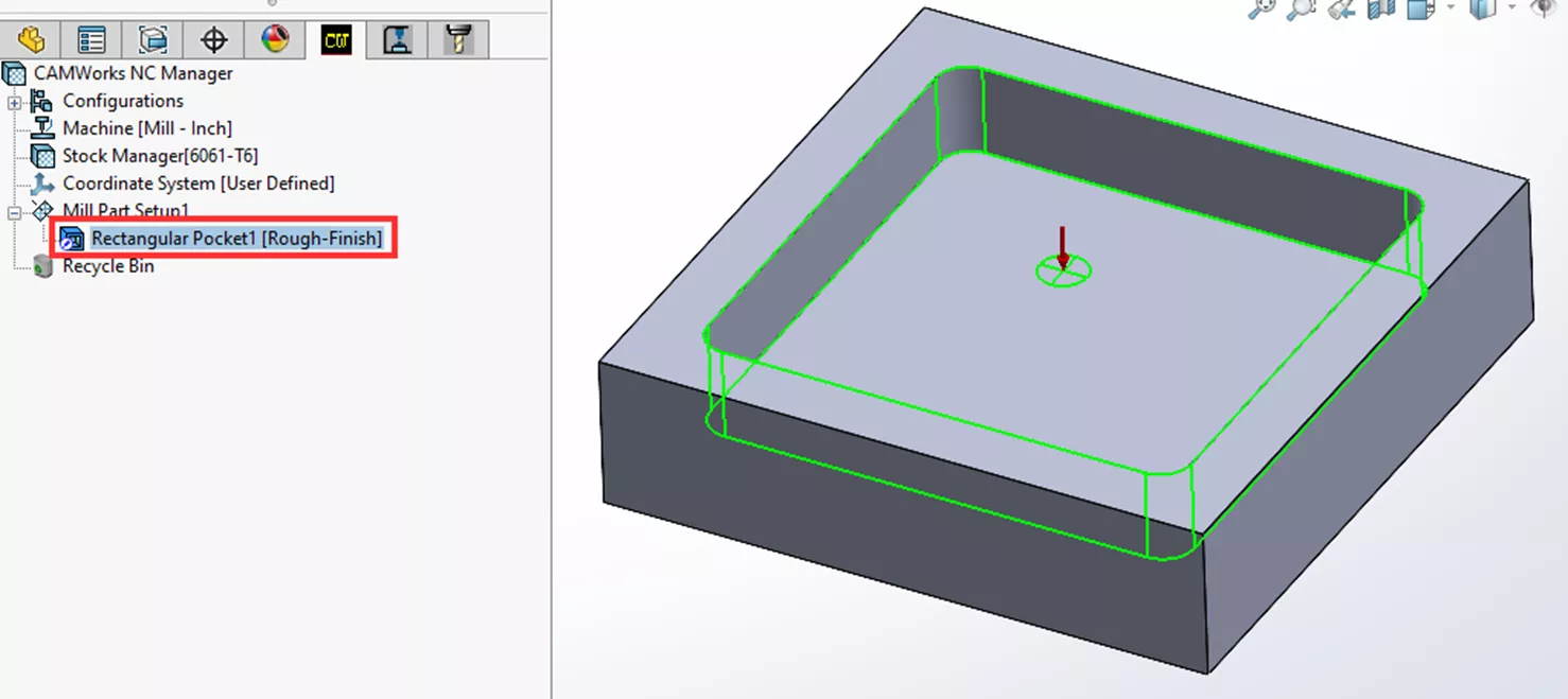 SOLIDWORKS CAM & CAMWorks Rectangular Pocket Feature