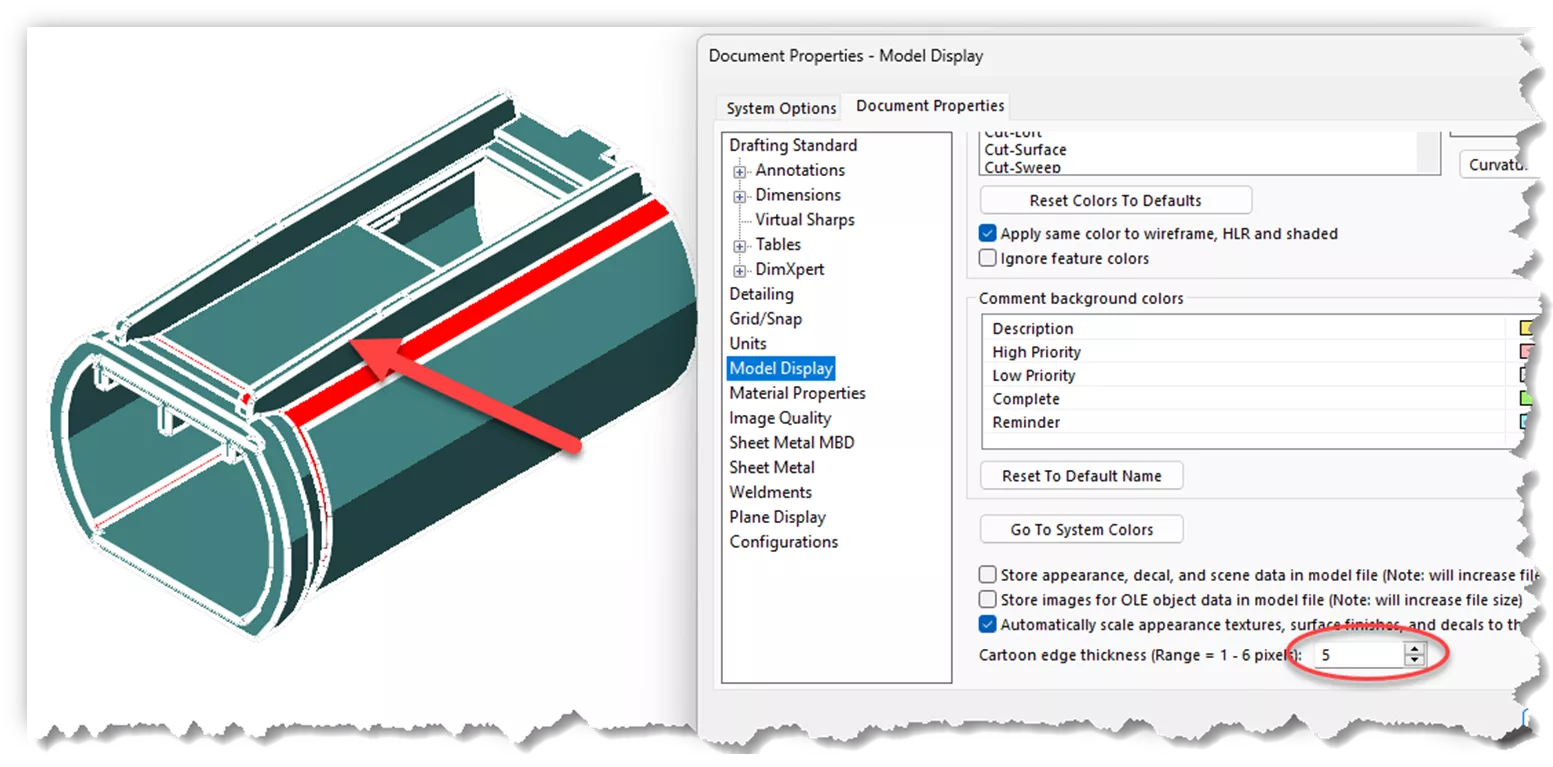  Automatically Scale Appearances Textures, Surface Finishes, and Decals SOLIDWORKS Model Display Option 