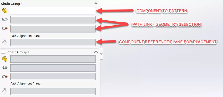 SOLIDWORKS Chain Group Options 