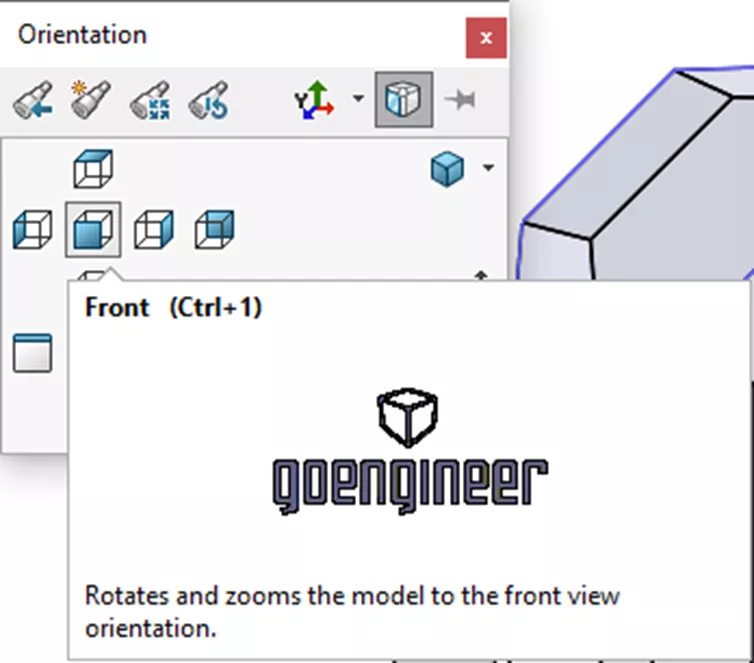 SOLIDWORKS Change Orientation Using Update Standard Views