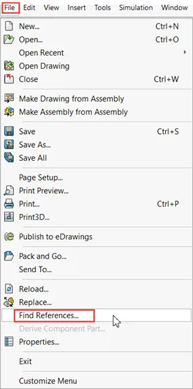 Check Part File References in SOLIDWORKS