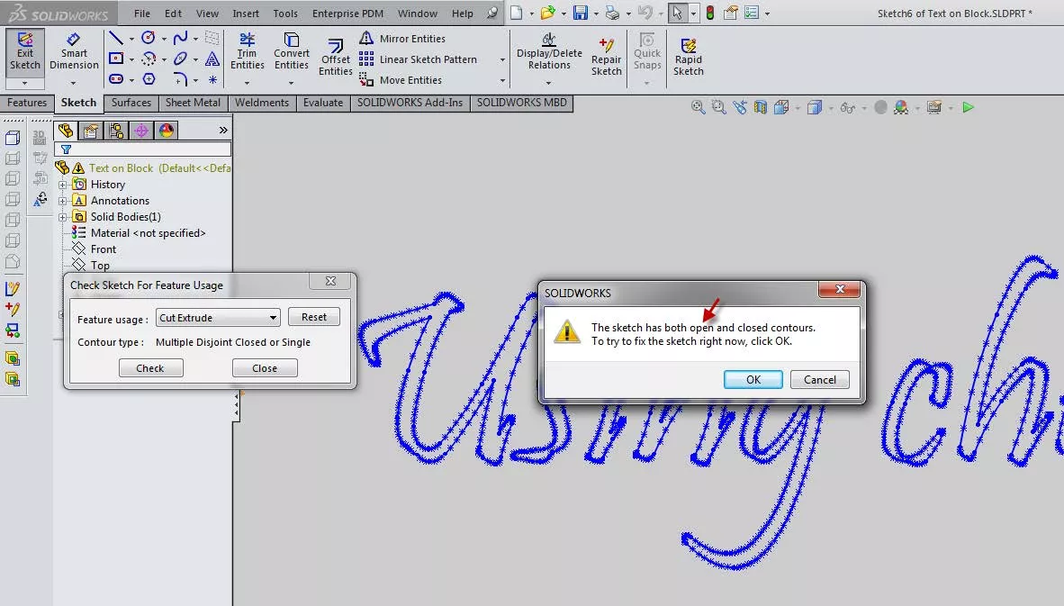 SOLIDWORKS Check Sketch for Feature Tool Tutorial 