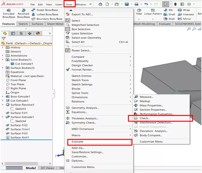 Check Tool SOLIDWORKS Tutorial  
