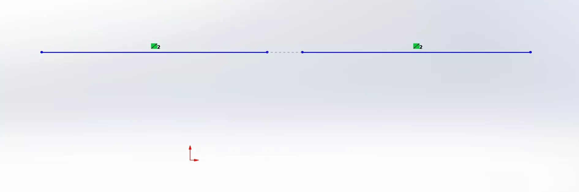 Example of a Colinear Relation in SOLIDWORKS