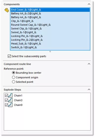 SOLIDWORKS Components PropertyManager Options