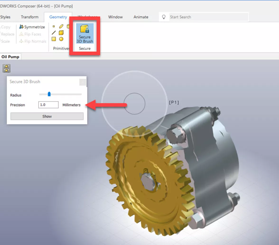 Reduce Accuracy of Selected Actors and Features to Protect SOLIDWORKS Composer Files