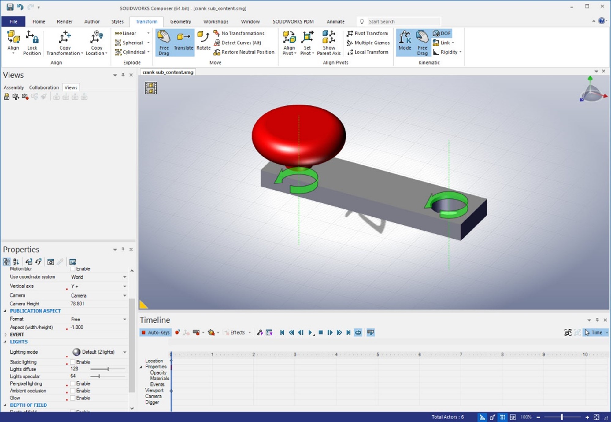 SOLIDWORKS Composer: Setting Up Actors for Kinematic Relationships