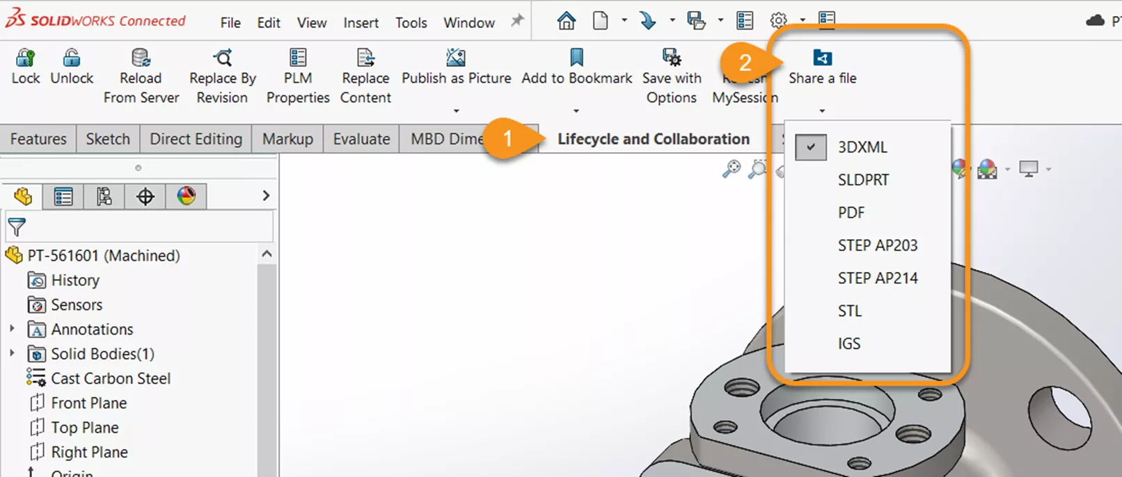SOLIDWORKS Connected Share a File Command