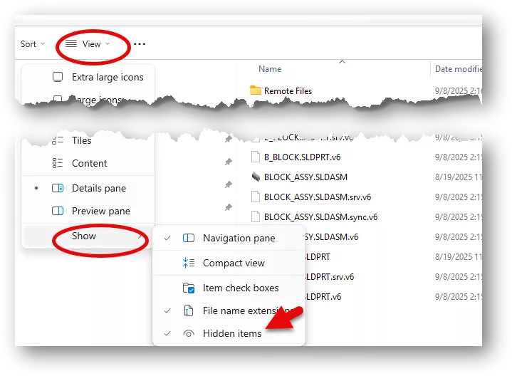 Show Hidden V6 Files Using SOLIDWORKS Desktop 