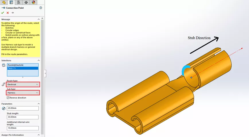 SOLIDWORKS Connection Point Options