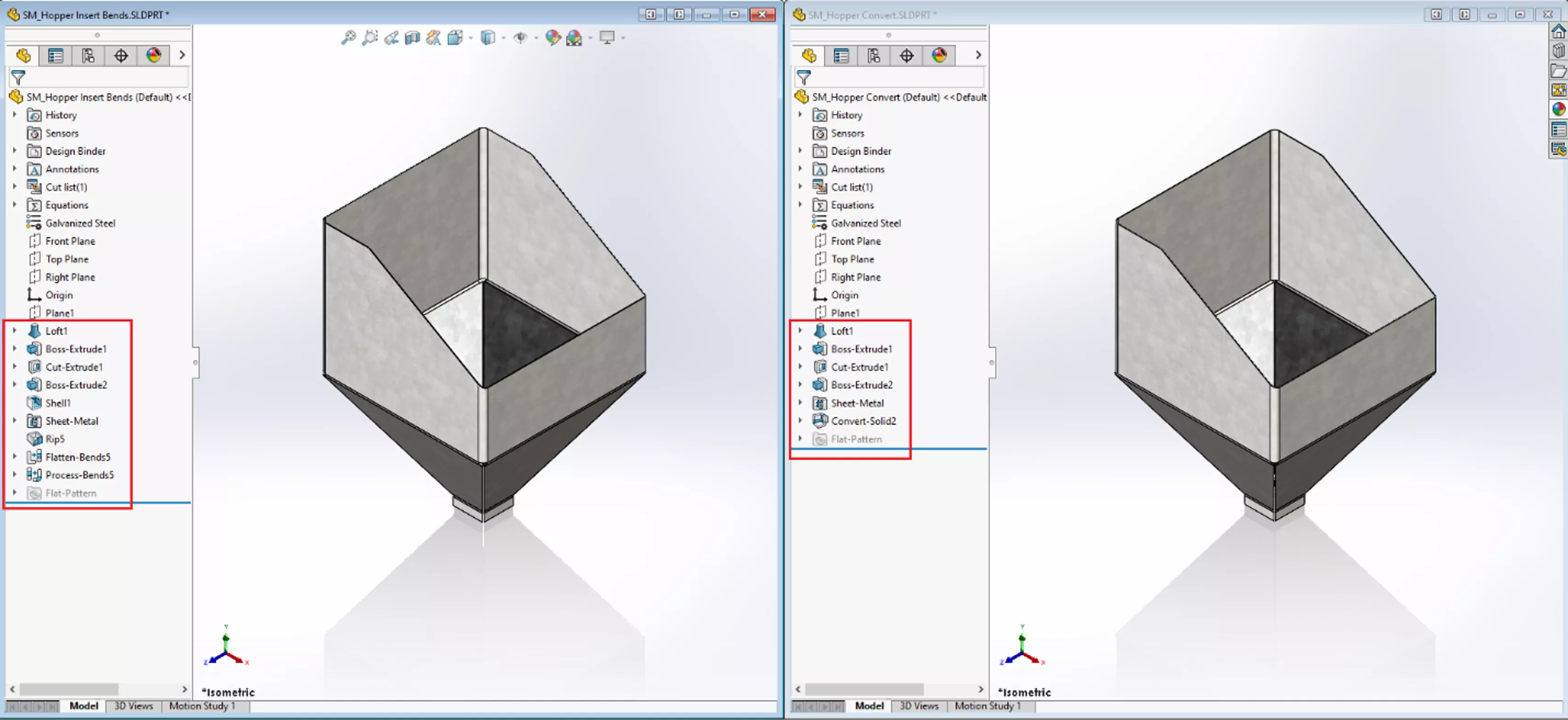 SOLIDWORKS Convert to Sheet Metal vs Insert Bends