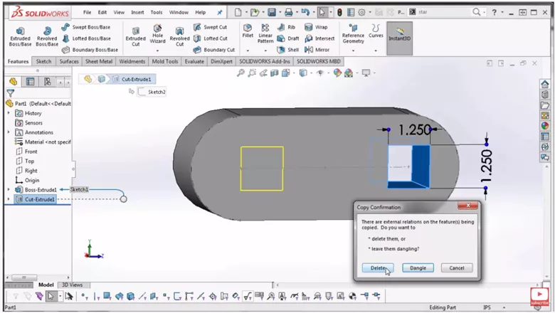 SOLIDWORKS Copy Confirmation Dialog Box 