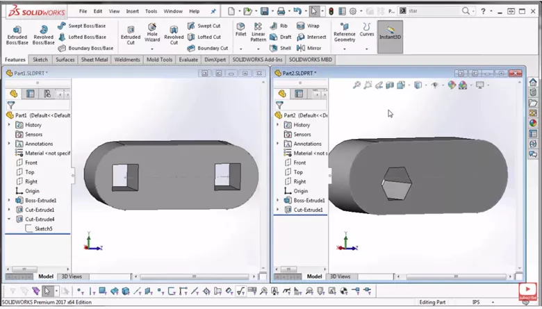 SOLIDWORKS Copy and Paste Features on Different Parts