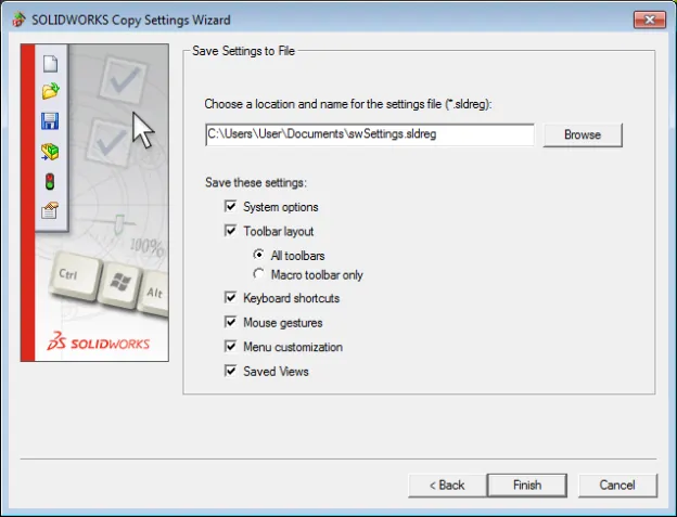 SOLIDWORKS Copy Settings Wizard