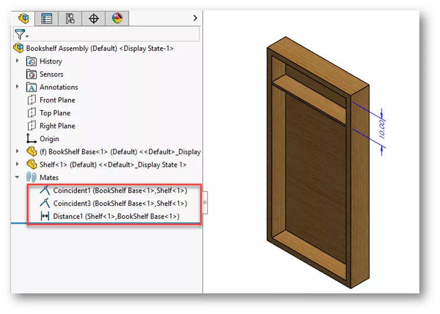 Bookshelf Example Using SOLIDWORK Copy with Mates Command 