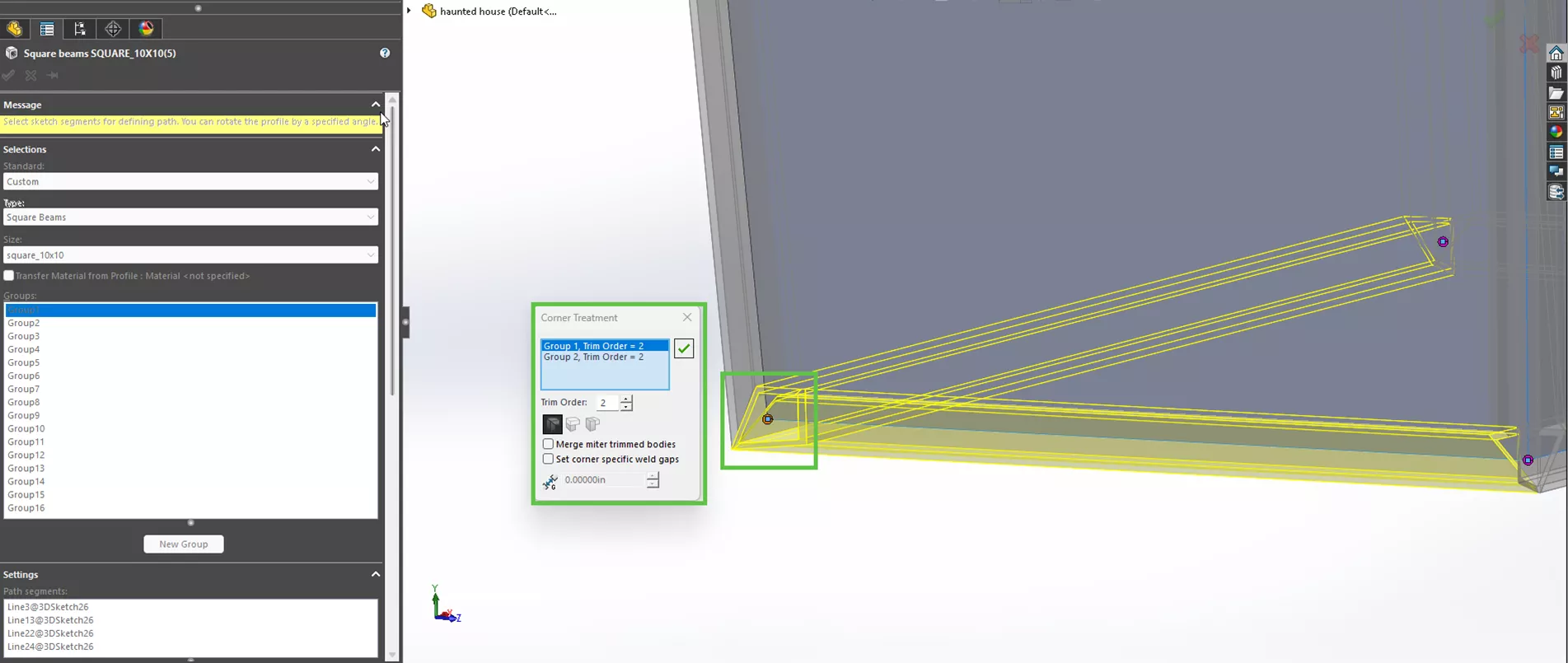 Adding Corner Treatments to a Haunted House Design in SOLIDWORKS 
