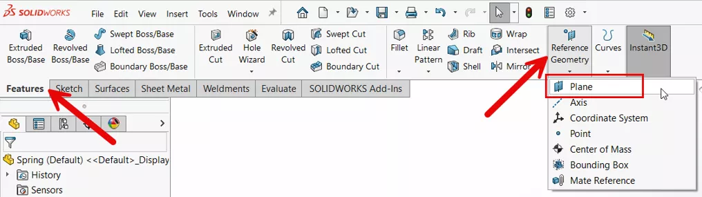 SOLIDWORKS Plane Reference Geometry