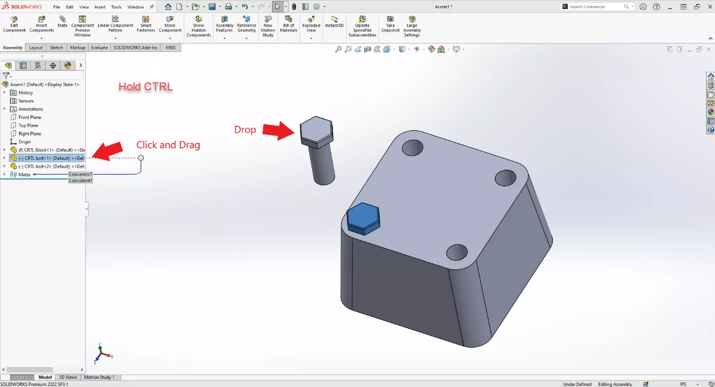 SOLIDWORKS CTRL for Multiple Instances of Assembly Components