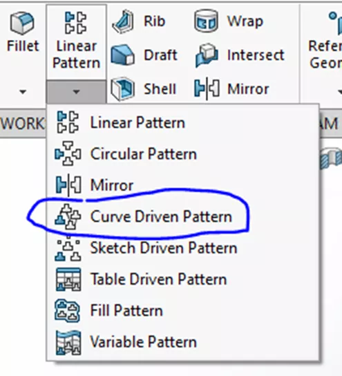 SOLIDWORKS Curve Driven Pattern Command
