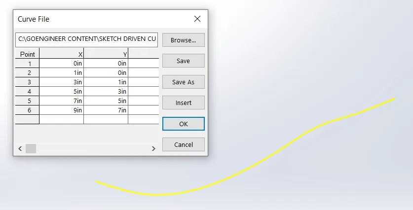 SOLIDWORKS Curve Like Popup Window
