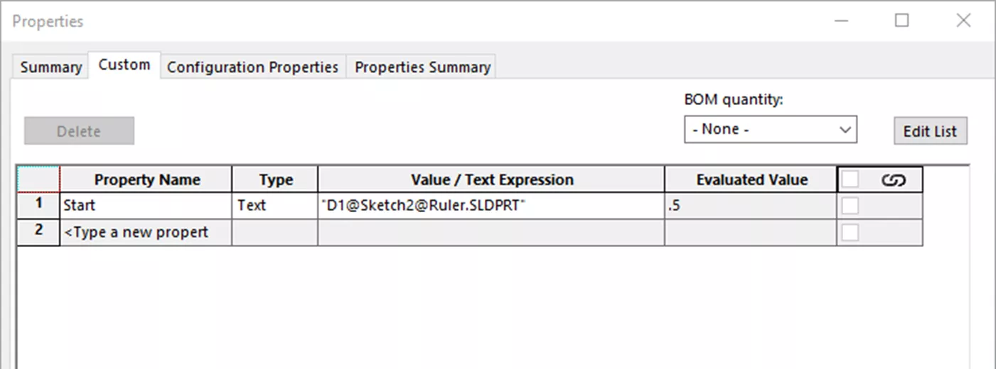 SOLIDWORKS Custom Property