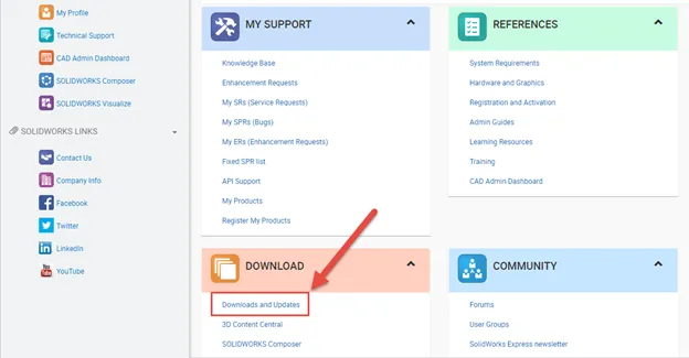 SOLIDWORKS Customer Portal Downloads and Updates