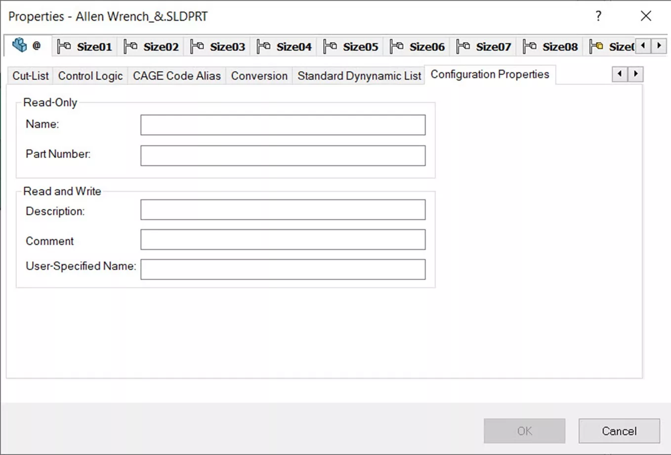 CustomProperty Tab in SOLIDWORKS Properties