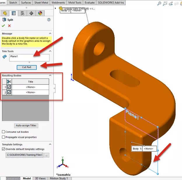 SOLIDWORKS Cut Part Option 