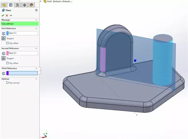 SOLIDWORKS Cylindrical Surface Planes Example 