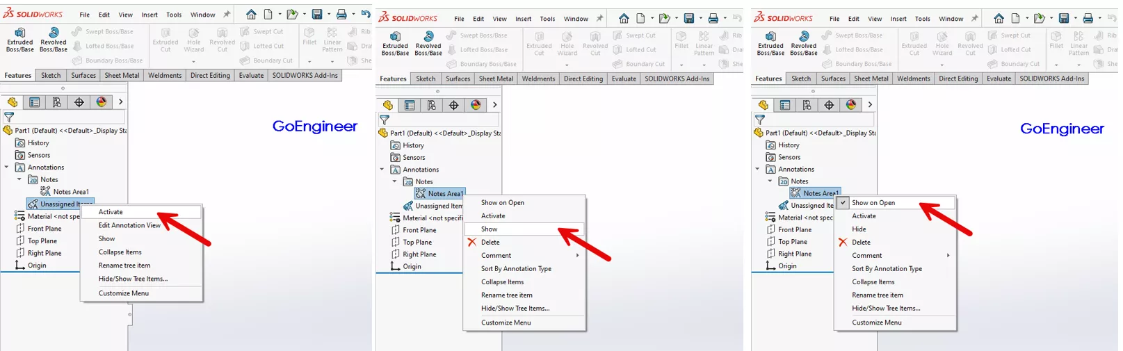 How to Deactivate and Show the Notes Area in SOLIDWORKS Drawings and Assemblies