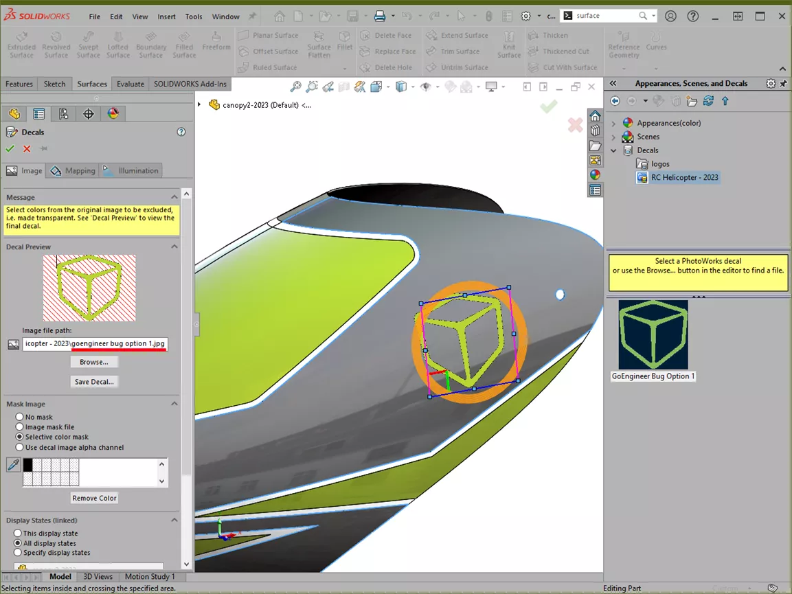 Successfully Import SOLIDWORKS Decals into Composer Projects