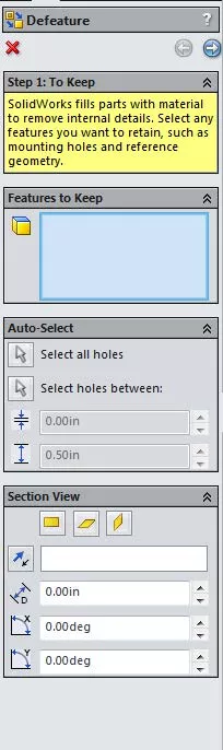 SOLIDWORKS Defeature Tool Location